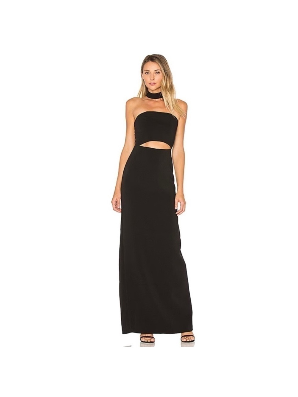Lovers and Friends Raine Strapless Gown in Black Cut Out Front maxi dress Size 6